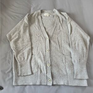 Anthropologie Light Gray V-Neck Button Front Cardigan